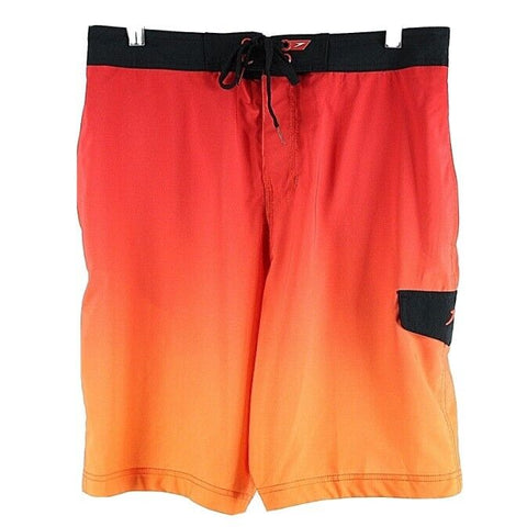 Speedo M x 17" Insm Black Red Orange Pocket Polyester Spandex Men's Water Shorts