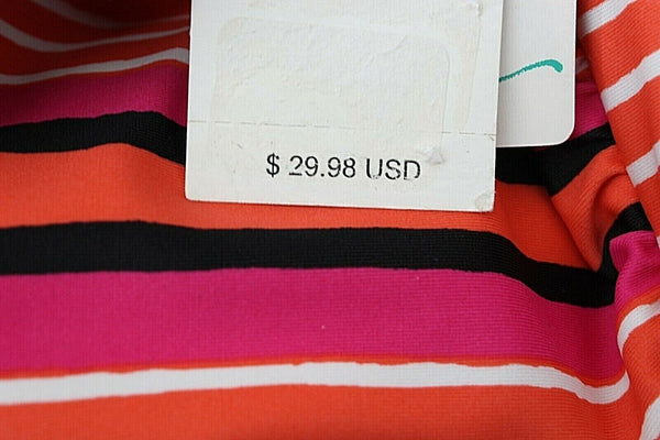 Island Escape NEW $30 Sz 10 Coral Black Multi Halter Nylon Blend Swim Top