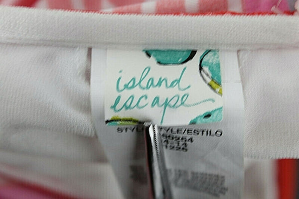 Island Escape NEW $30 Sz 10 Coral Black Multi Halter Nylon Blend Swim Top