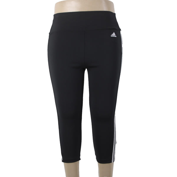 Adidas AW Pant NEW Sz XL x 21 Black White Elastic Waist Knee Length Poly Spandex