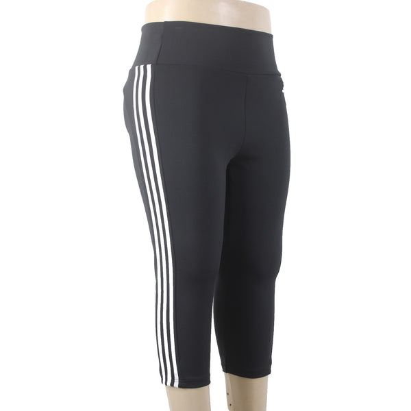 Adidas AW Pant NEW Sz XL x 21 Black White Elastic Waist Knee Length Poly Spandex