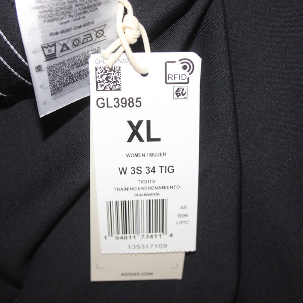 Adidas AW Pant NEW Sz XL x 21 Black White Elastic Waist Knee Length Poly Spandex