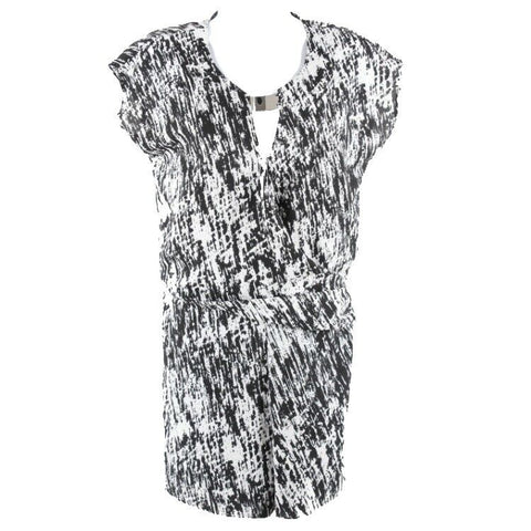 DKNY C Sz 0 Black White Silver 100% Polyester Romper