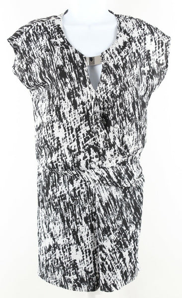 DKNY C Sz 0 Black White Silver 100% Polyester Romper
