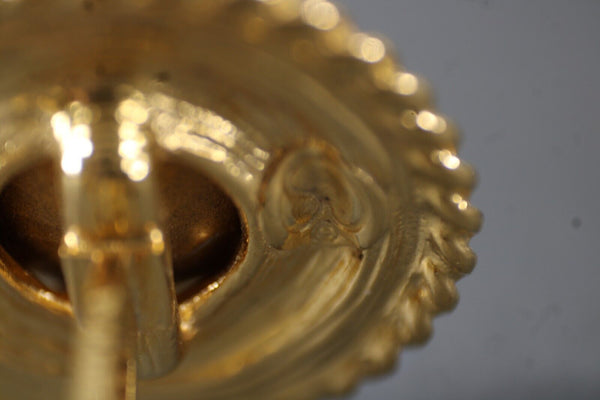 St John Goldtone Rope Edge Textured Rhinestones Round 1" Cuff Links