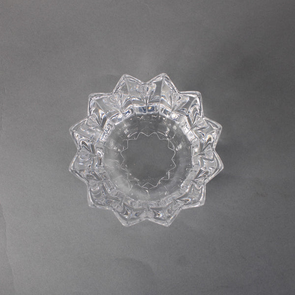 Orrefors Bowl 3" NEW Crystal Fleur Art Glass Crenallated Ribbed Bowl Vase