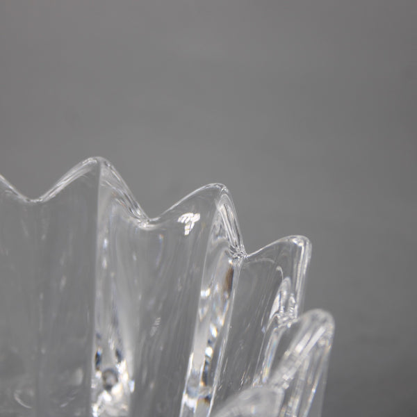 Orrefors Bowl 3" NEW Crystal Fleur Art Glass Crenallated Ribbed Bowl Vase