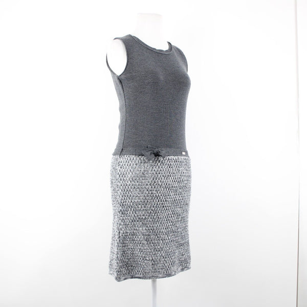 Miss Money NEW $186 Perla Sz M Gray White Knit Belted With Scarf Wool Dress