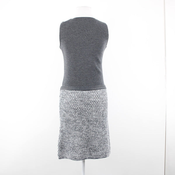 Miss Money NEW $186 Perla Sz M Gray White Knit Belted With Scarf Wool Dress