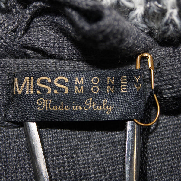 Miss Money NEW $186 Perla Sz M Gray White Knit Belted With Scarf Wool Dress