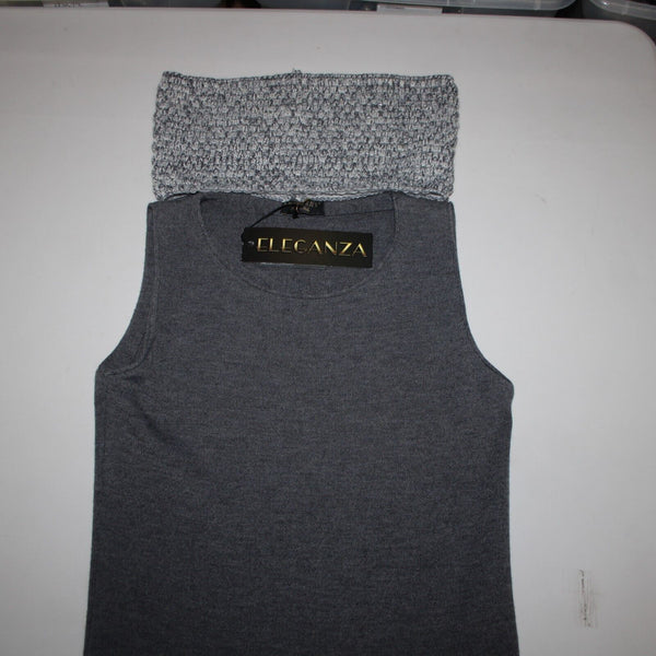 Miss Money NEW $186 Perla Sz M Gray White Knit Belted With Scarf Wool Dress