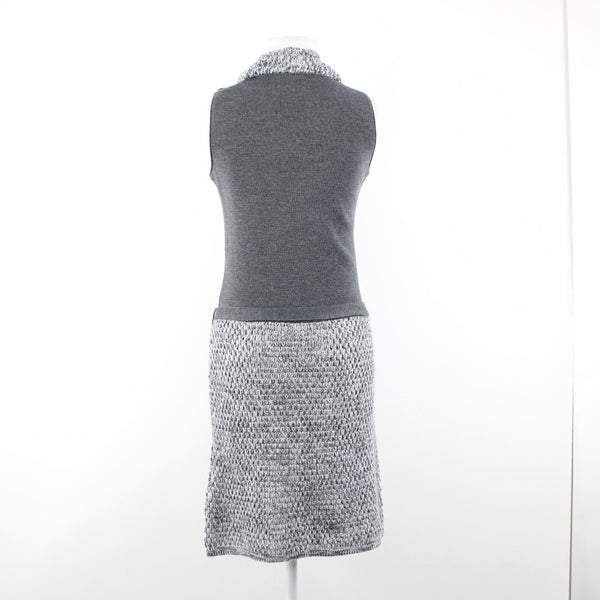 Miss Money NEW $186 Perla Sz M Gray White Knit Belted With Scarf Wool Dress