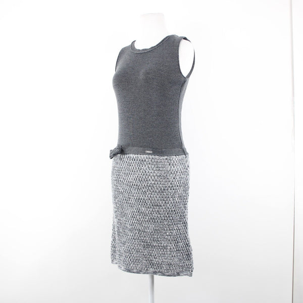 Miss Money NEW $186 Perla Sz M Gray White Knit Belted With Scarf Wool Dress