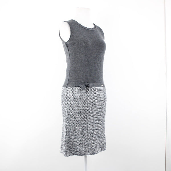Miss Money NEW $186 Perla Sz M Gray White Knit Belted With Scarf Wool Dress