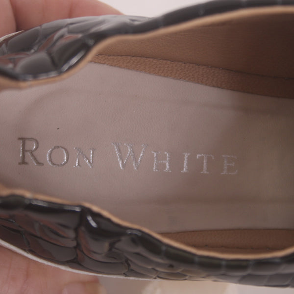 Ron White Sneakers Novella Croco Sz 39 White Green Onyx Embossed Pat 1" Sneakers