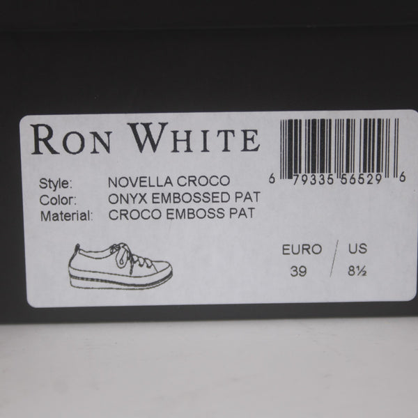 Ron White Sneakers Novella Croco Sz 39 White Green Onyx Embossed Pat 1" Sneakers