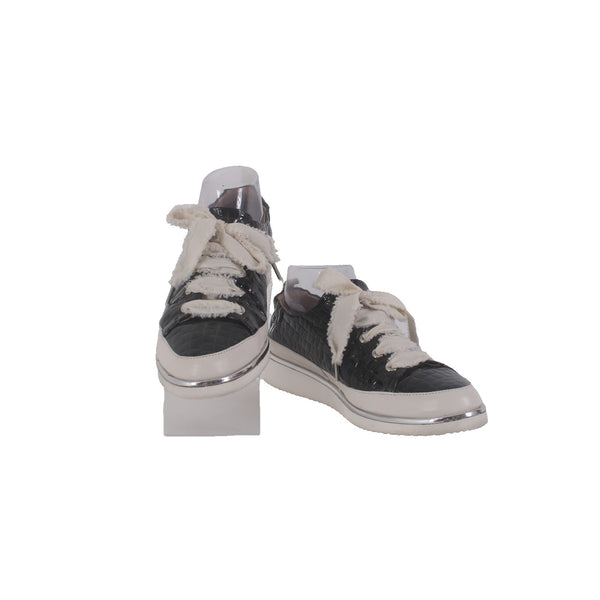 Ron White Sneakers Novella Croco Sz 39 White Green Onyx Embossed Pat 1" Sneakers