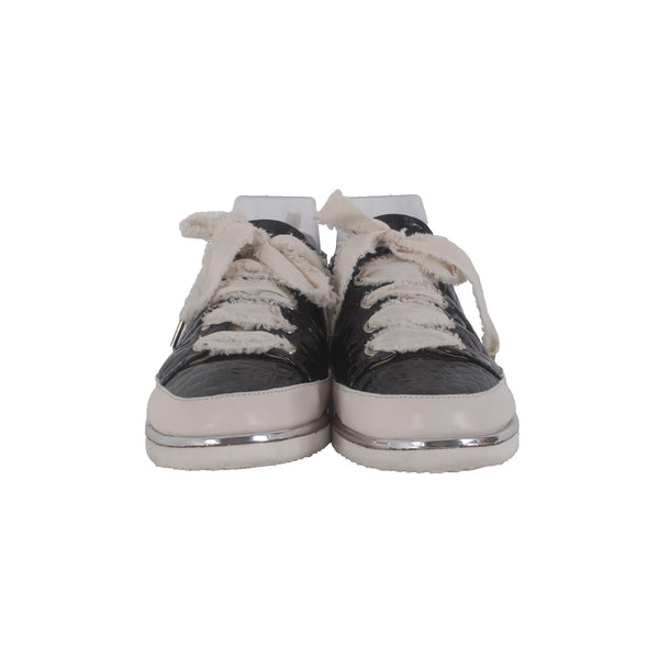 Ron White Sneakers Novella Croco Sz 39 White Green Onyx Embossed Pat 1" Sneakers