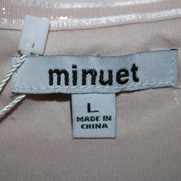 Minuet NEW Sz L White Tan Lined Lacoe Ruffles Off Shoulders Polyester Dress