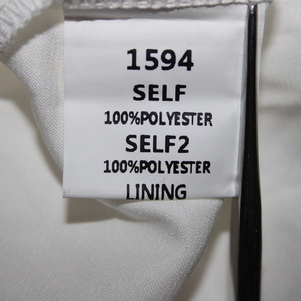 Minuet NEW Sz L White Tan Lined Lacoe Ruffles Off Shoulders Polyester Dress