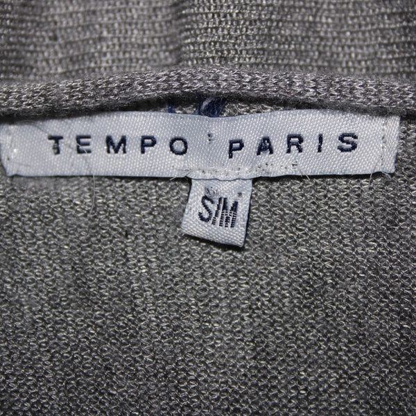 Tempo Paris Sz S/M Gray Black Studded Sheer Bohemian Oversized 100% Viscose Top