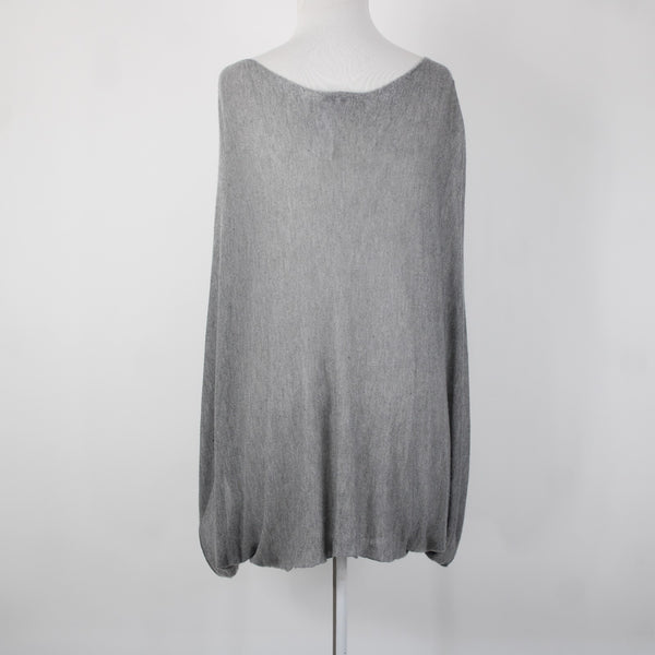 Tempo Paris Sz S/M Gray Black Studded Sheer Bohemian Oversized 100% Viscose Top