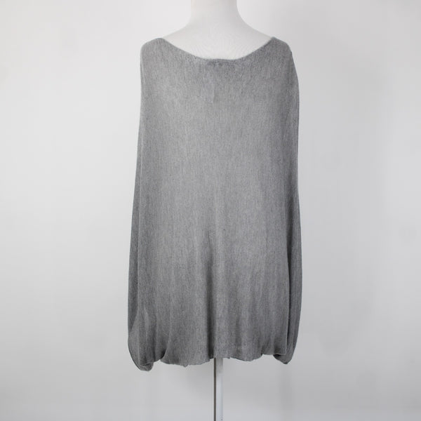 Tempo Paris Sz S/M Gray Black Studded Sheer Bohemian Oversized 100% Viscose Top