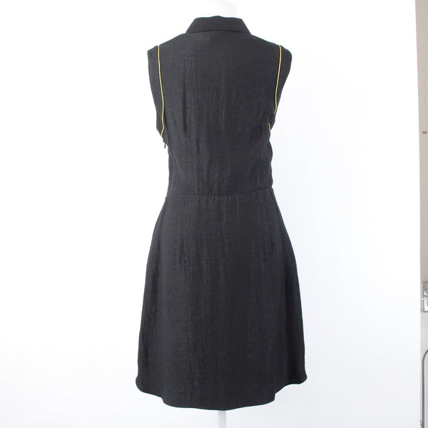 Rachel Roy Dress Sz 12 Black Rhinestones Pearls Pockets Viscose Polyester Dress