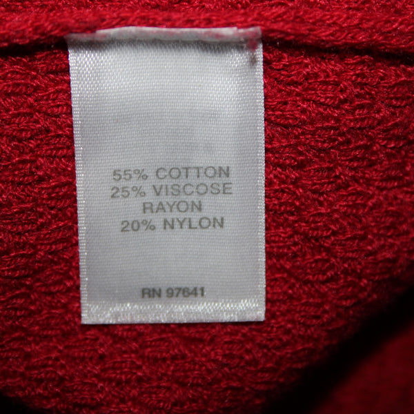 J Jill Sz M Red Textured Long Sleeve Tunic Cotton Viscose Nylon Sweater