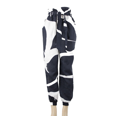 The Odells NEW $ 280 Sz XS x 28 Navy White with  Belt 100% Linen Pant