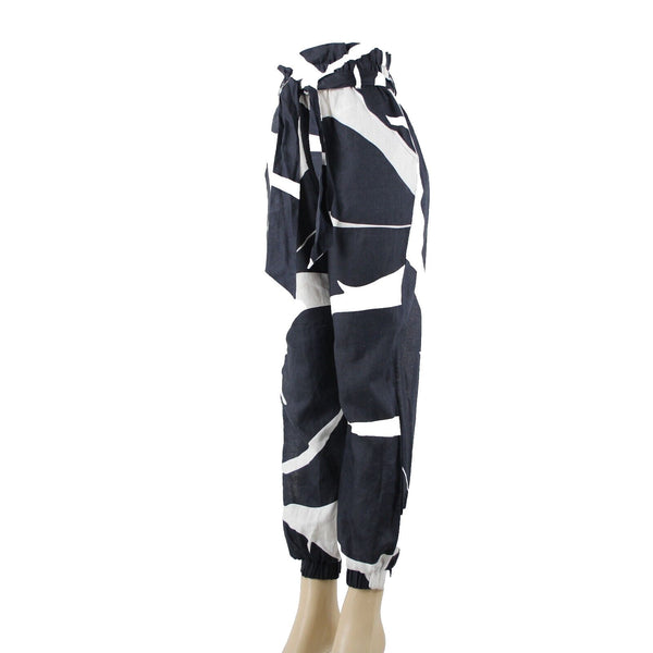 The Odells NEW $ 280 Sz XS x 28 Navy White with  Belt 100% Linen Pant