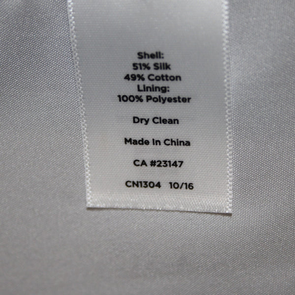 Talbots Dress Sz 2 Silver V Neck Pockets Lined Pleated Silk Cotton Poly Dress