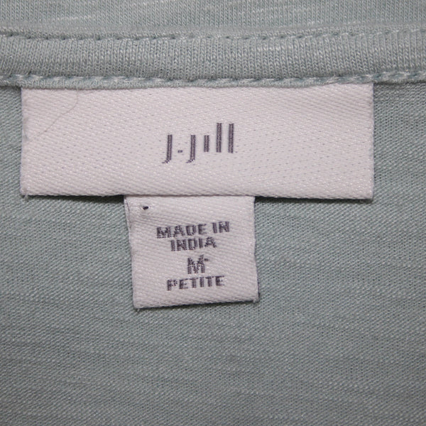 J Jill Sz Mp Mint Green Bell Sleeve Button Shoulder Detail Cotton Modal Blnd Top