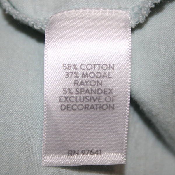 J Jill Sz Mp Mint Green Bell Sleeve Button Shoulder Detail Cotton Modal Blnd Top