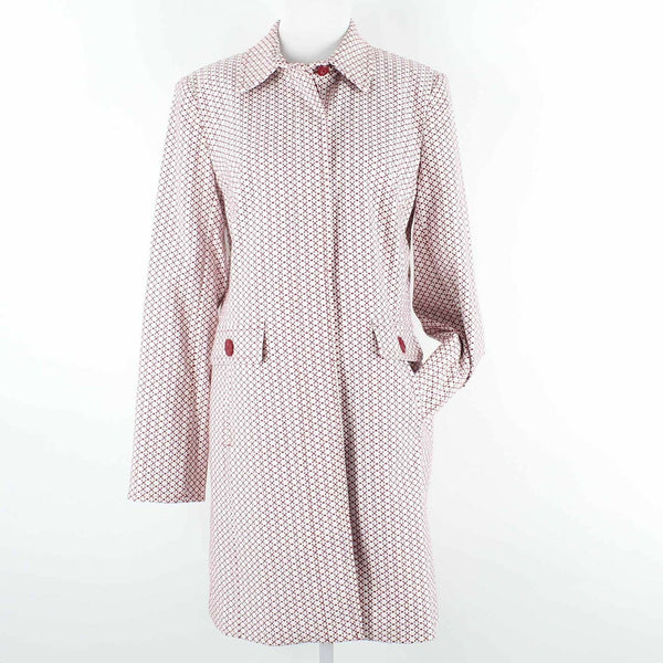 Apt. 9 NEW $89 Sz 8 Red White Lined Hidden Buttons Cotton Blend Coat