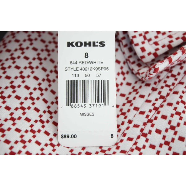 Apt. 9 NEW $89 Sz 8 Red White Lined Hidden Buttons Cotton Blend Coat