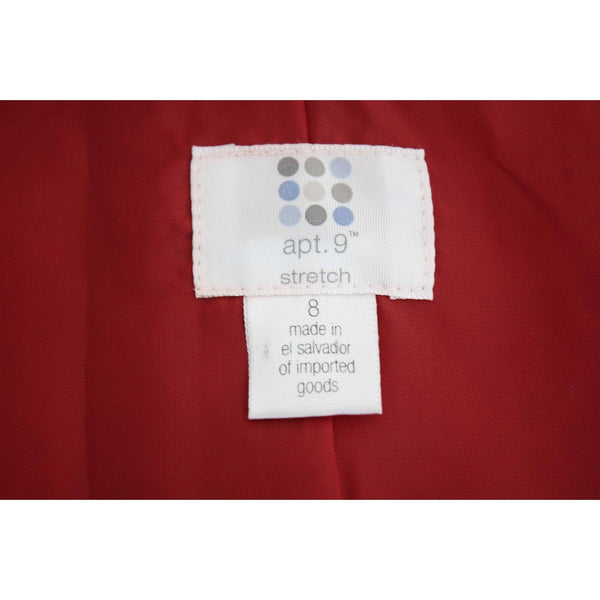 Apt. 9 NEW $89 Sz 8 Red White Lined Hidden Buttons Cotton Blend Coat