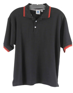 Burnside Sz L 14/16 Black Red Trim Polo 100% Cotton Youth Shirt