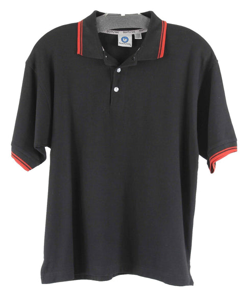 Burnside Sz L 14/16 Black Red Trim Polo 100% Cotton Youth Shirt