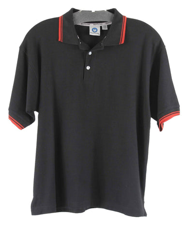 Burnside Sz L 14/16 Black Red Trim Polo 100% Cotton Youth Shirt
