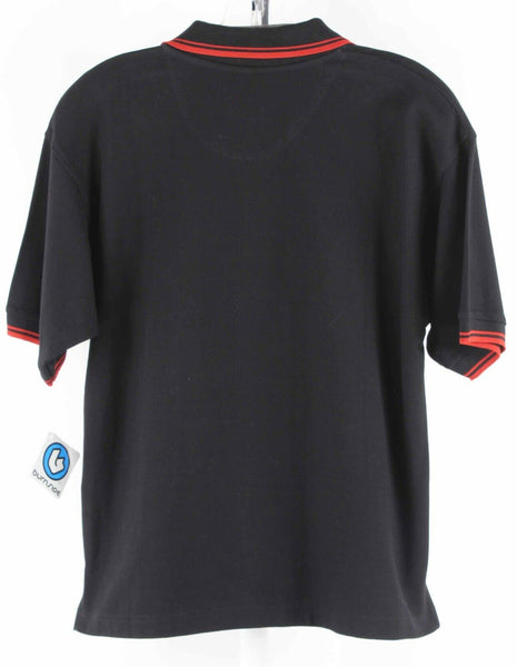 Burnside Sz L 14/16 Black Red Trim Polo 100% Cotton Youth Shirt
