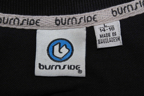 Burnside Sz L 14/16 Black Red Trim Polo 100% Cotton Youth Shirt