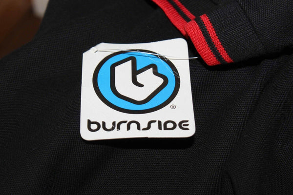 Burnside Sz L 14/16 Black Red Trim Polo 100% Cotton Youth Shirt