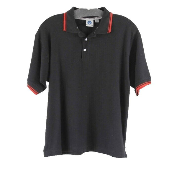 Burnside Sz L 14/16 Black Red Trim Polo 100% Cotton Youth Shirt