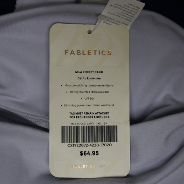 Fabletics AW Capri Pant NEW $65 Sz XS x 22 Lt Blue Navy Poly Elastane AW Capri
