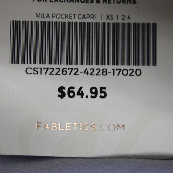 Fabletics AW Capri Pant NEW $65 Sz XS x 22 Lt Blue Navy Poly Elastane AW Capri