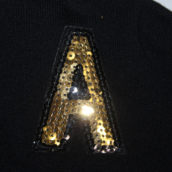 Gran Oriente Sweater Sz L Black Multi Colored Patches Lace Back Nylon Viscose