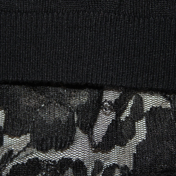 Gran Oriente Sweater Sz L Black Multi Colored Patches Lace Back Nylon Viscose