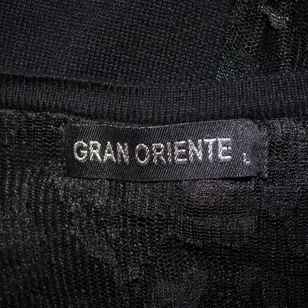 Gran Oriente Sweater Sz L Black Multi Colored Patches Lace Back Nylon Viscose