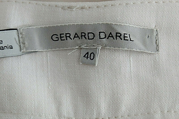 Gerard Darel Sz 40 x 29 Ivory on Ivory Stripe Straight Leg Trouser Pant